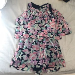 Floral romper, soft material under the silk.